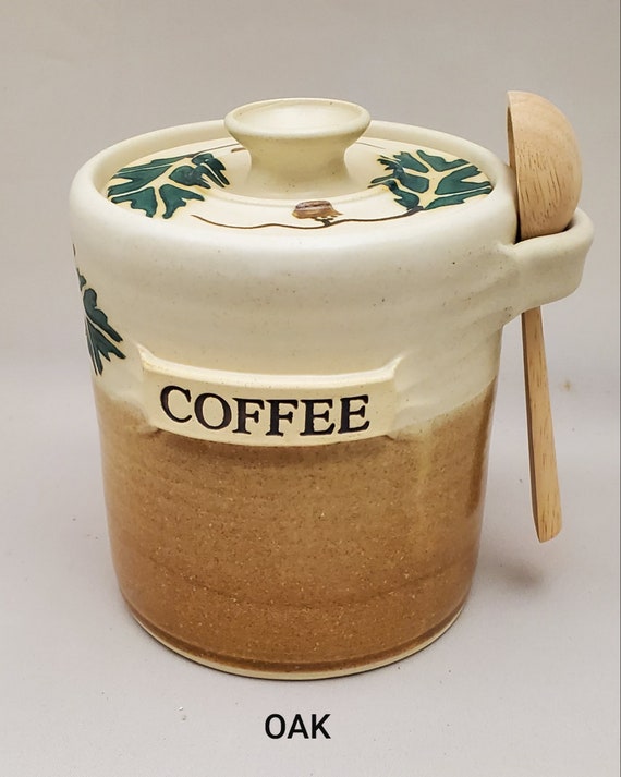 COFFEE JAR, Lidded Coffee Canister, Farmhouse Coffee Container, Coffee Keeper Cafe,  Coffee Holder, Coffee Lover Gift, Housewarming Gift