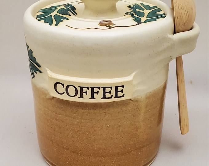 COFFEE JAR, Lidded Coffee Canister, Farmhouse Coffee Container, Coffee Keeper Cafe,  Coffee Holder, Coffee Lover Gift, Housewarming Gift