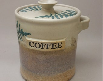 COFFEE CANISTER with Lid, Farmhouse Coffee Container, Coffee Lover Gift, Coffee Cafe,  Coffee Jar, Free Shipping, Housewarming Gift