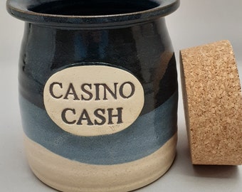 CASINO CASH Jar, Sayings Jar, Casino Money Container, Gambler Gift, Las Vegas Fund, Loose Change, Gambling Money, Last Minute Christmas Gift
