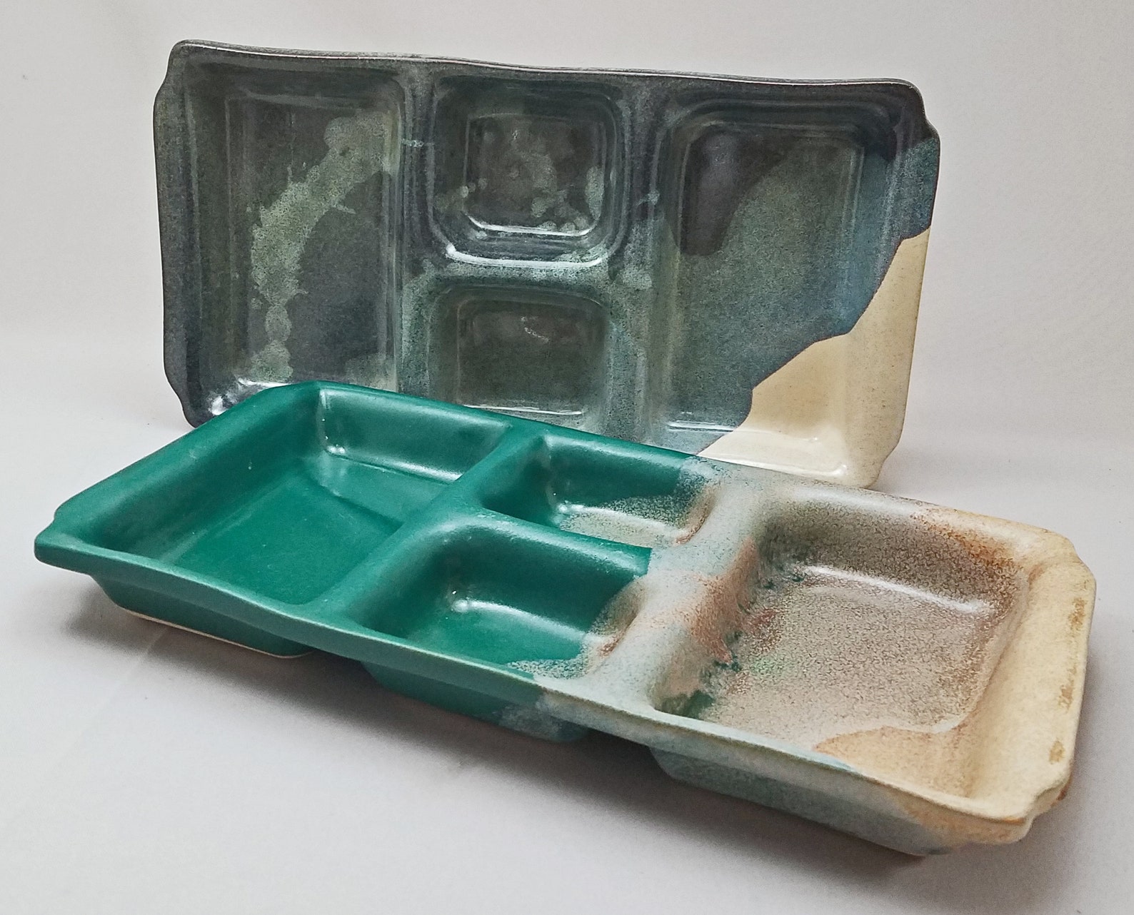 DIVIDED SERVING TRAY Large Handmade Pottery Server Taco Tray Etsy