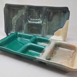 DIVIDED PARTY TRAY Large, Handmade Pottery Serving Tray, Taco Tray Veggie Platter, Snack Tray, Dresser Organizer, Change Coin Jewelry Holder