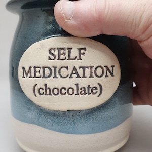 SELF MEDICATION (CHOCOLATE) Jar, Chocolate Lover gift, Chocoholic Gift, Handmade Candy Jar,  Chocolate Keeper, Desk Candy, Chocolate Stash