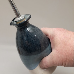 OLIVE OIL CRUET, Metal Pourer, Ceramic Cruet, Oil and Vinegar, Oil Bottle, Vinegar Cruet, Pottery Pourer Olive Oil Bottle Dispenser Handmade