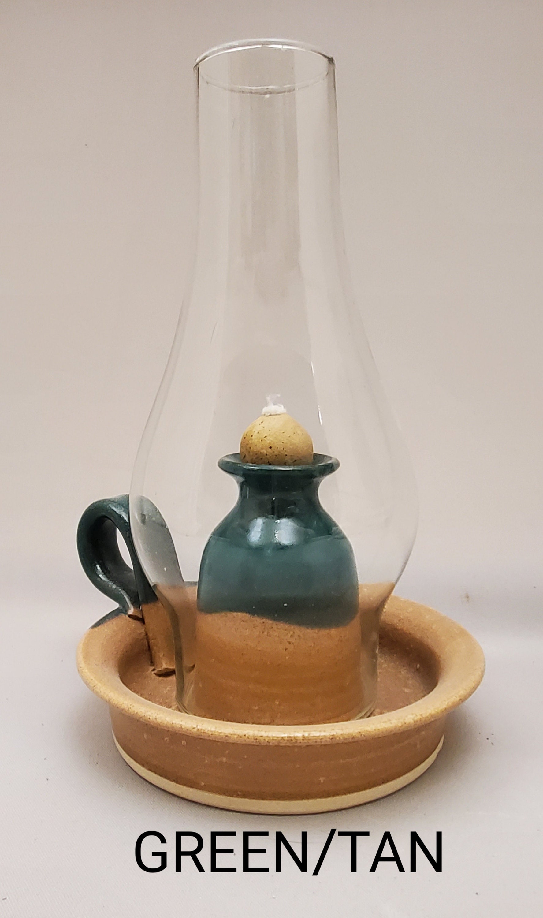 Antique Alcohol Lamp with Wick, Screw on Metal Lid with Cap