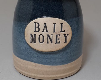 BAIL MONEY JAR, Get Out Of Jail Money Jar, Bail Bond Cash, Adventure Fund, Cute Ceramic Bank, Unique Candy Jar, Pottery lidded Container
