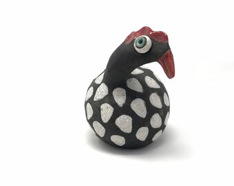 Black & White Ceramic Chicken | Raku Ceramic | Pottery | Ceramic Hen