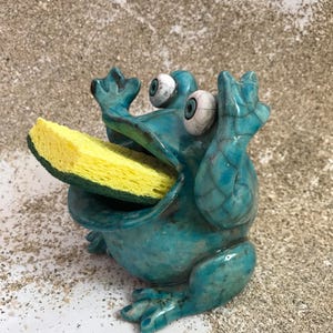 Ceramic Turquoise Frog Sponge Holder image 3