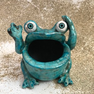 Ceramic Turquoise Frog Sponge Holder image 4