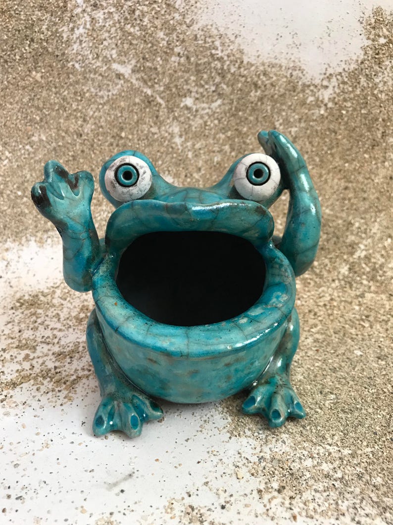 Ceramic Turquoise Frog Sponge Holder image 4
