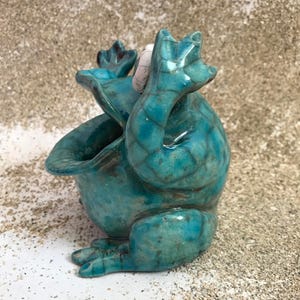 Ceramic Turquoise Frog Sponge Holder image 5