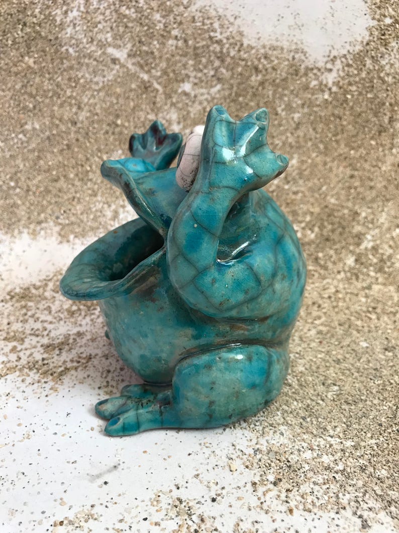 Ceramic Turquoise Frog Sponge Holder image 5