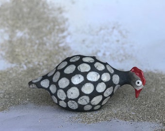 Raku Black & White Mother Hen