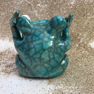 Ceramic Turquoise Frog Sponge Holder image 6