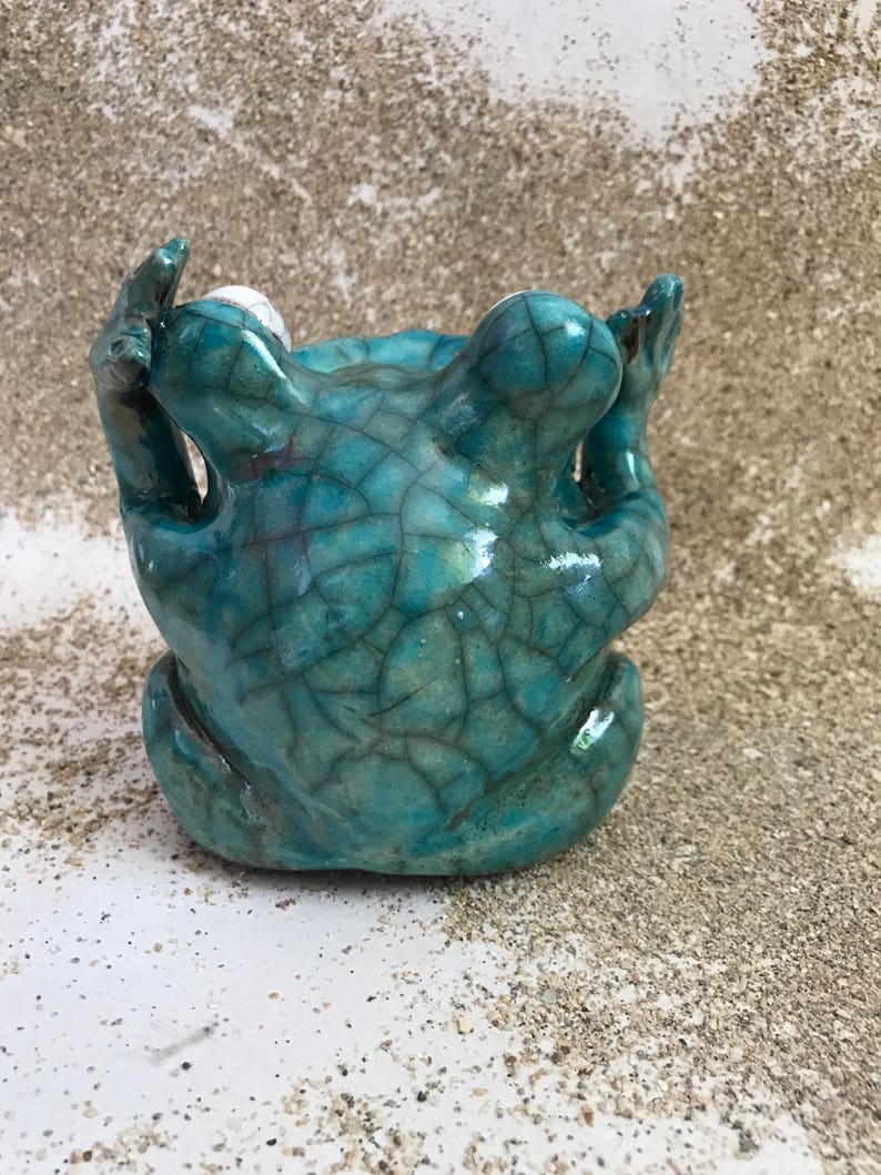 Ceramic Turquoise Frog Sponge Holder image 6