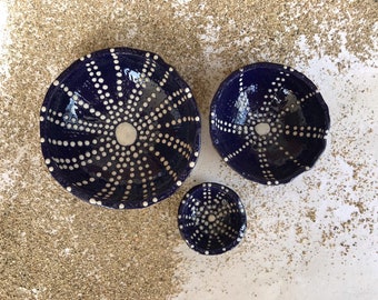 Dark Delft Raku Sea Urchin Bowls