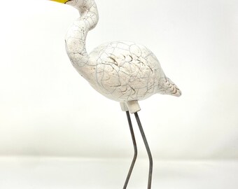 Raku Ceramic Egret