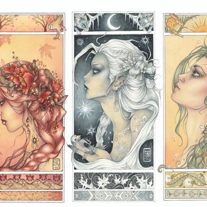 Jugendstil ''Seasons' Postkarten Set