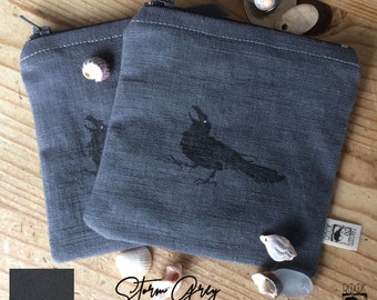 Linen Raven Coin Purse