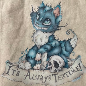 Cheshire Cat 'Its Always Teatime' Reusable Cotton Tote Bag