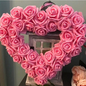 Valentine’s last 2 Pink Heart Rose Wreath, Spring Summer Door wreath, Wedding Wreath, Wedding Decor, Mother’s Day, Shabby decor