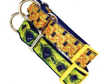DOCTOR WHO TARDIS inspired adjustable martingale dog collars 2 patterns - your choice - 1 inch wide - size medium