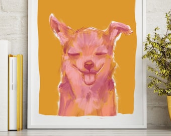 Sunny Chihuahua Art Print | Orange Pet Portrait (Unframed)