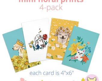 Chihuahua Floral Mini Prints – Dog Mom Gift, 4x6 Art Prints