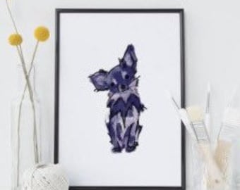 Purple Painted Chihuahua Art Print | Chihuahua Wall Art, Cute Small Pet Dog Decor, Chihuahua Mom Gift, Dog Sketch Animal Poster - sleepychi