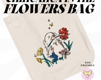Floral Chihuahua Organic Cotton Tote – Eco-Friendly Dog Lover Gift