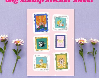 Floral Chihuahua Sticker Sheet – Dog Postage Stamp Art Decals