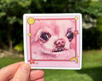 Funny Pink Chihuahua Sticker – Side Eye Glossy Decal