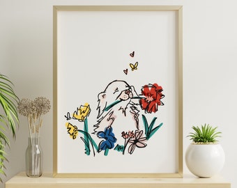 Chihuahua Flower Garden Art Print | Whimsical Dog Wall Decor