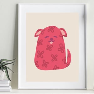 Flower Pattern Pup | Cute Chihuahua Art Print + Animal Wall Art & Pink Wall Decor, Eclectic Dog Painting, Chihuahua Dog Nursery Kid Room Art