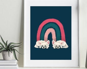 Chihuahua Rainbow Art Print | Whimsical Dog Wall Decor