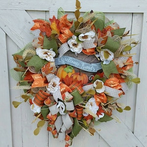 Fall Welcome Wreath for Front Door, Thanksgiving Wreath for Front Door, Fall Rustic Wreath, Fall Door Hanger