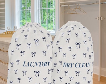 Closet Organization Bag Navy Blue  Laundry Storage Bag  First Home Essential Minimalist Laundry Organizer  Coquette Bow Print Dorm Essential