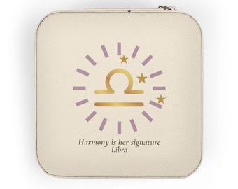 Libra Travel Jewelry Case, Celestial Zodiac Gift for Her, Astrology Jewelry Box, Birthday Gift for Libra Woman