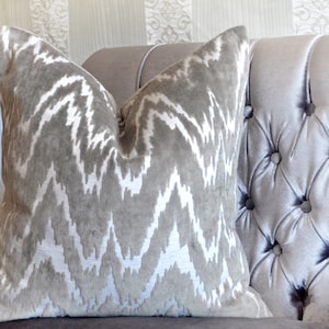 Taupe Velvet Pillow Cover, Gris Accent Pillow Cover High End Modern  Luxury Designer Chevron Velvet Pillow Cover, Neutral Coastal Home Decor