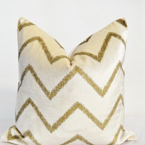Cream Velvet  Pillow Cover,Off-white Velvet Pillow Cover, Greenish Embossed Chevron Velvet Pillow Cover,Zigzag Velvet Pillow Cover