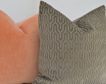 Grey Velvet  Pillow Cover,  Gray Velvet Pillow Cover,Geometric Velvet Pillow Cover,Grey Geometric Velvet Pillow Cover