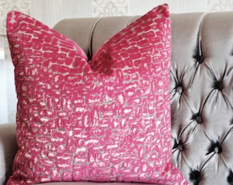 Pink Velvet Pillow Cover , Pink Pebble Velvet Pillow Cover
