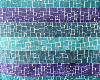 Chenille 1.6 yrd Upholstery Fabric Turquoise Aqua Green Purple Colorblock Stripe Textured Mid-Century Style Destash Remnant