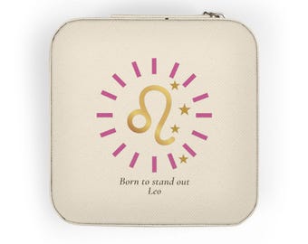 Leo Travel Jewelry Case, Celestial Zodiac Gift for Her, Astrology Jewelry Box, Birthday Gift for Leo Woman