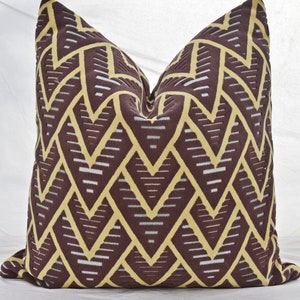 Burgundy Brown Velvet Pillow Cover, Geometric  Velvet Pillow Cover,Patterned Velvet Pillow Cover,Yellow Velvet Pillow Cover