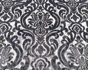 Moving Destash 2.18 yard Damask expresso brown   Velvet Fabric Upholstery Remnants,