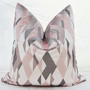 Pink Velvet Pillow Cover,  Pink  Pillow Cover , Grey Velvet Pillow Cover,Geometric Velvet Pillow Cover,