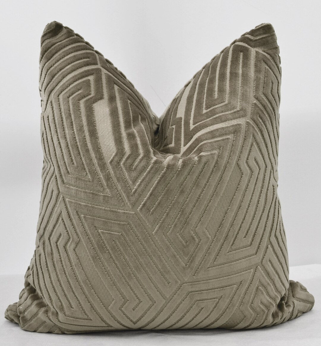 Taupe Velvet Pillow Coverbrown Velvet Pillow Covergeometric Etsy