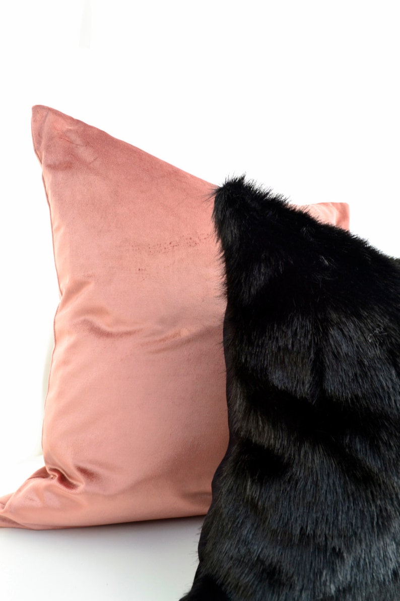 Black Fur Pillow Coverblack Faux Fur Pillow Cover Black Etsy Ireland