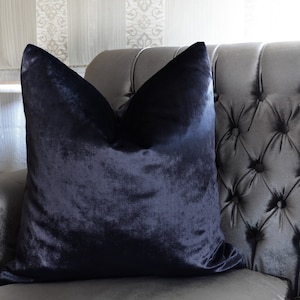 Navy Blue Velvet Pillow Cover, Blue Velvet Pillow Cover
